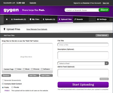 Upload Large Files to Free Gygan Large File Hosting