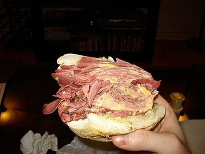 Tongue and pastrami sandwich