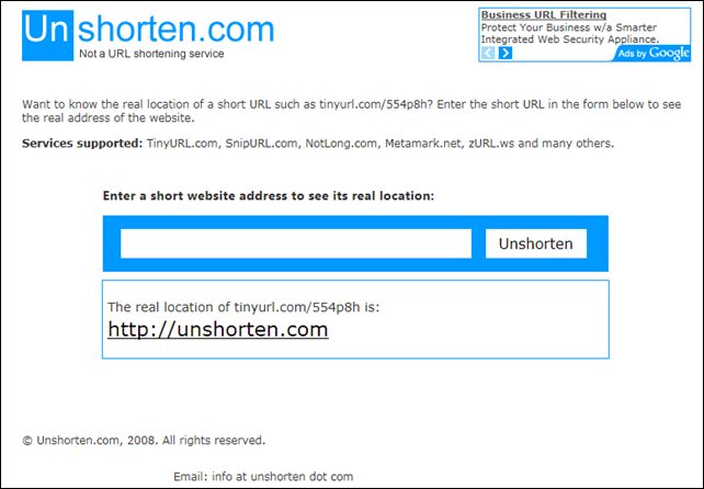 unshorten.com screenshot