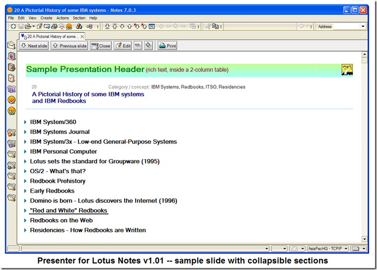 Presenter_for_Lotus_Notes_v1.01_sample_slide_with_collapsible_sections