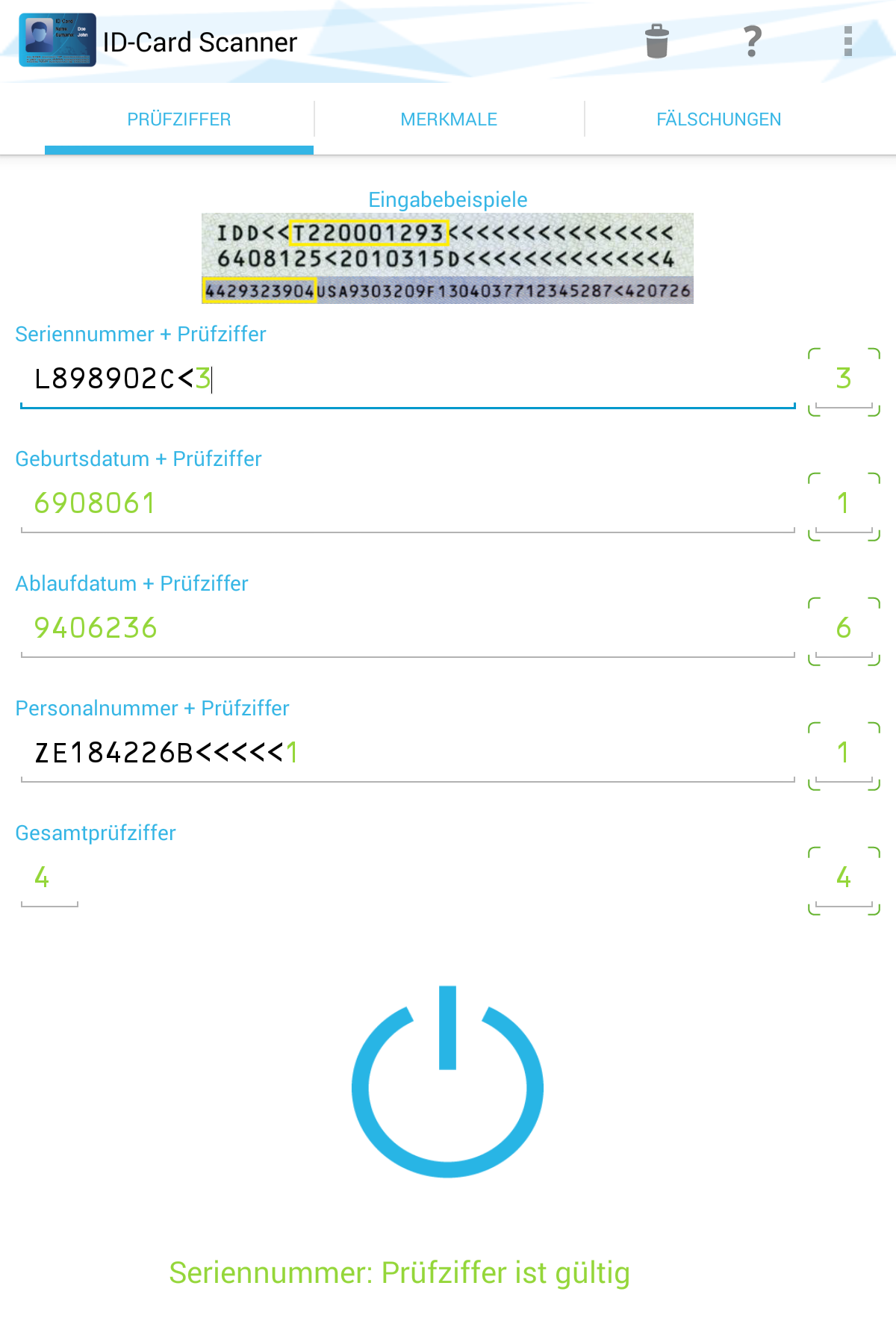 Android application ID Card Checker Pro screenshort
