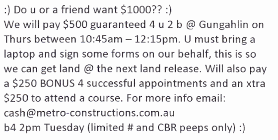 Quick cash offer