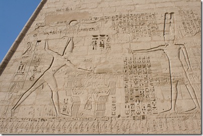Detail of hieroglyphics on the pylon