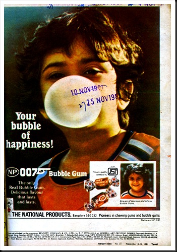 NP Bubblegum Ad Indrajal Comics Oct 1981