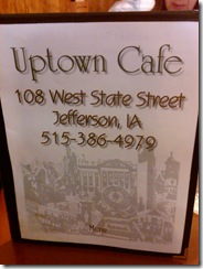 0393a Uptown Cafe Menu Jefferson IA