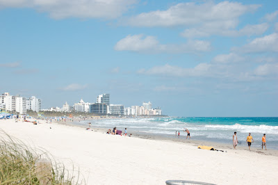 Miles of sand and azure waters line Miami Beach