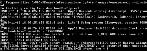 INFO -  [440] SQL execution failed: select id from VCI_SEQUENCE where name = ?