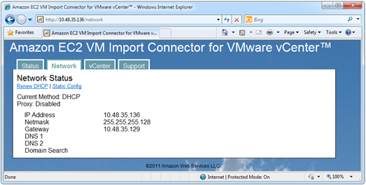 Amazon EC2 VM Import Connector for VMware vCenter network configuration