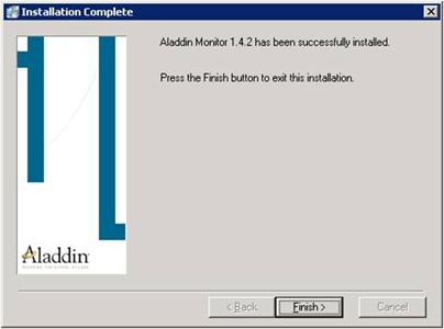 Aladdin HASP Monitor installer: installation complete screen