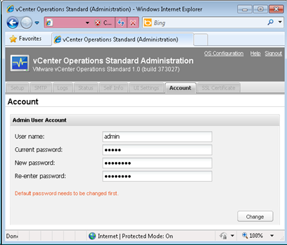 vCenter Operations Manager - initial password change