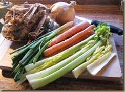 Turkey bones and veges for soup