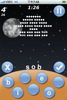 點選英文字母拼出單字後，按下ˇ送出答案