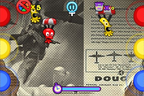 乘著降落傘的inkies移動速度大幅提升,增加了瞄準的難度。 乘著降落傘的inkies移動速度大幅提升,增加了瞄準的難度。