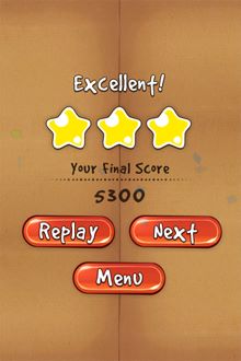 過關後會顯示玩家所得到的星星數以及總得分