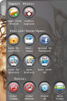 首先到右上TOOLS開啟照片，可用相簿或是拍照導入。