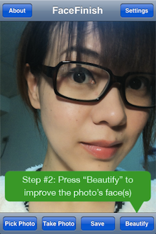 按下「Beautify」按鈕，就完成修圖囉！