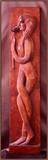 102 x 21 cm. Abedul Dama de pelo. Talla en madera