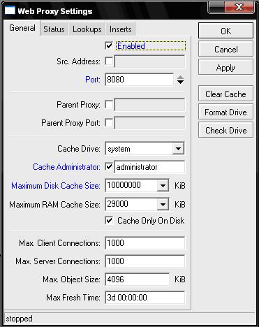 Max cache size