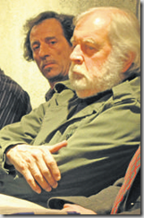 Jacques Chessex, ici aux côtés d'Alain Gilliéron, directeur artistique de l'Estrée. Photo Christian Aebi