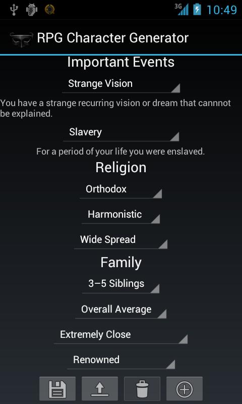 RPG Character Generator Screen 3