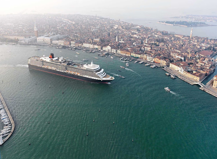 Get remarkable views of Venice's timeless landmarks as Queen Elizabeth sails through the Grand Canal. 