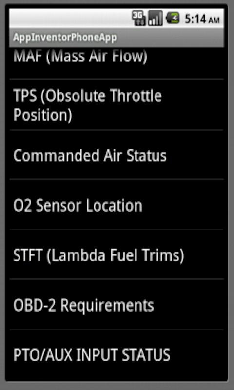 OBD-2 Scanner PID Repair Screen 3