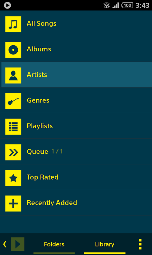 Android application Poweramp Yellow and Blue Skin screenshort