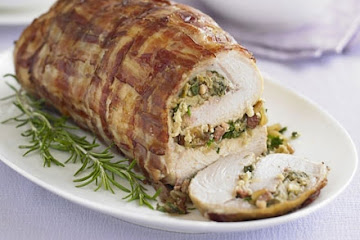Rolled turkey breast with herby lemon & pine nut stuffing