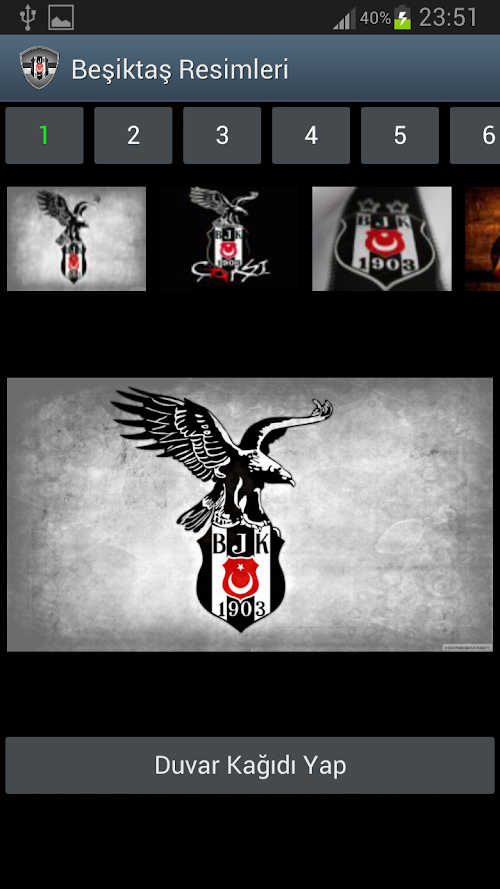 Android application Beşiktaş Duvar Kağıtları screenshort