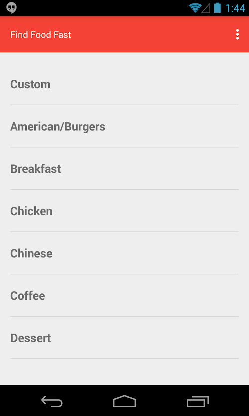 Android application Find Food Fast Pro screenshort