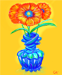 Flowers in a Peacock Vase