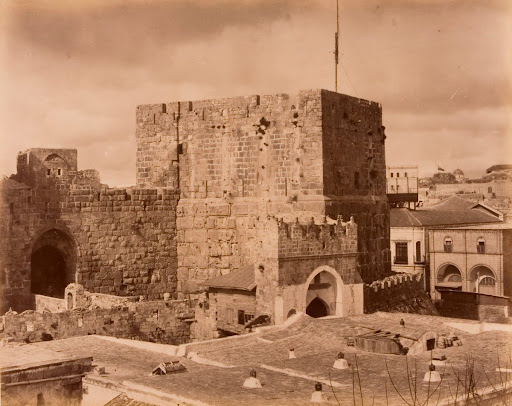The Tower of David among the ancient remains in Jerusalem