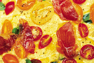 Tomato, basil and prosciutto omelette