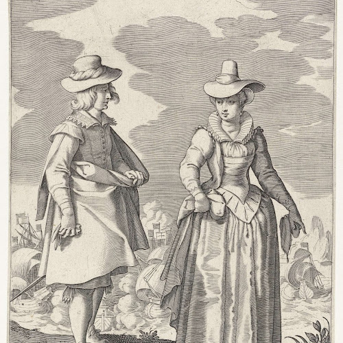 Paar, gekleed volgens de Engelse mode, ca. 1610, Pieter de Jode (I ...