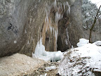 icy rock face in Piatra Mare: in winter