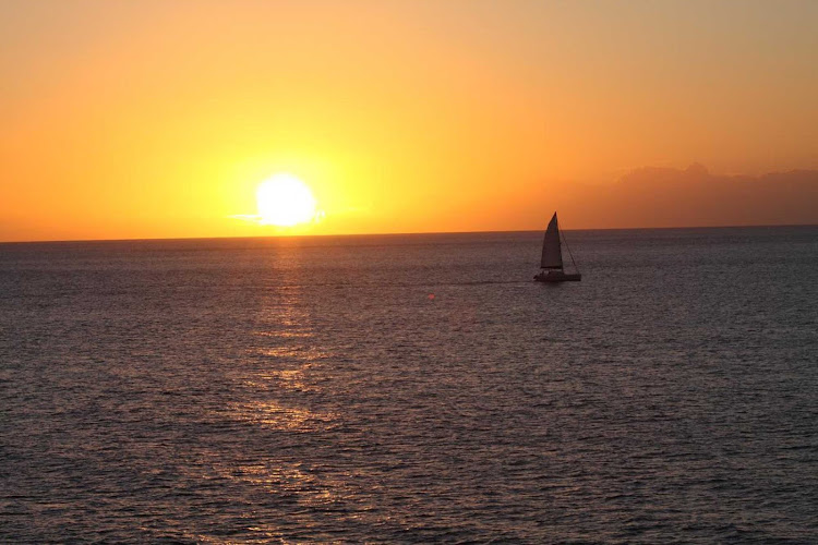 A spectacular sunset in the Pitons region of St. Lucia. 