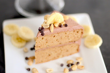 Healthy Chunky Monkey Cake (Peanut Butter Banana Cake with Chocolate Peanut Butter Frosting)
