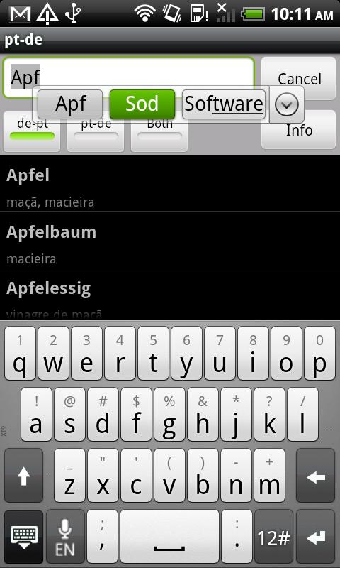 Portuguese-German Dictionary Screen 3