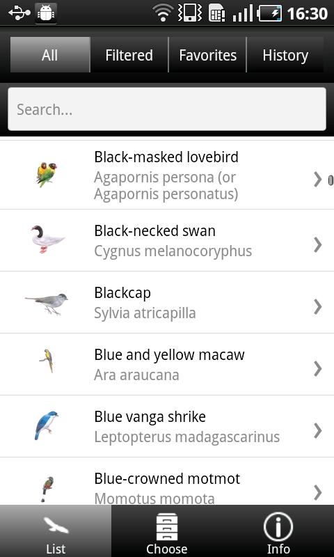 Android application The World of Birds screenshot