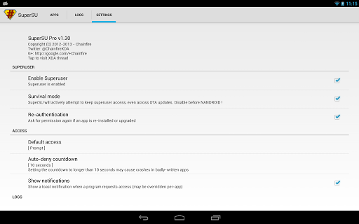 SuperSU screenshot