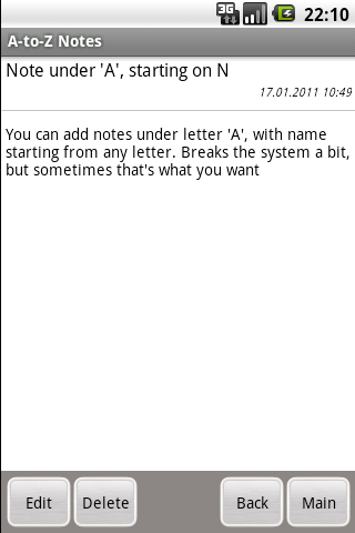 A-to-Z Notes Screen 3