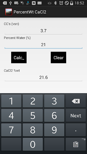 CaCl2 Percent by Weight