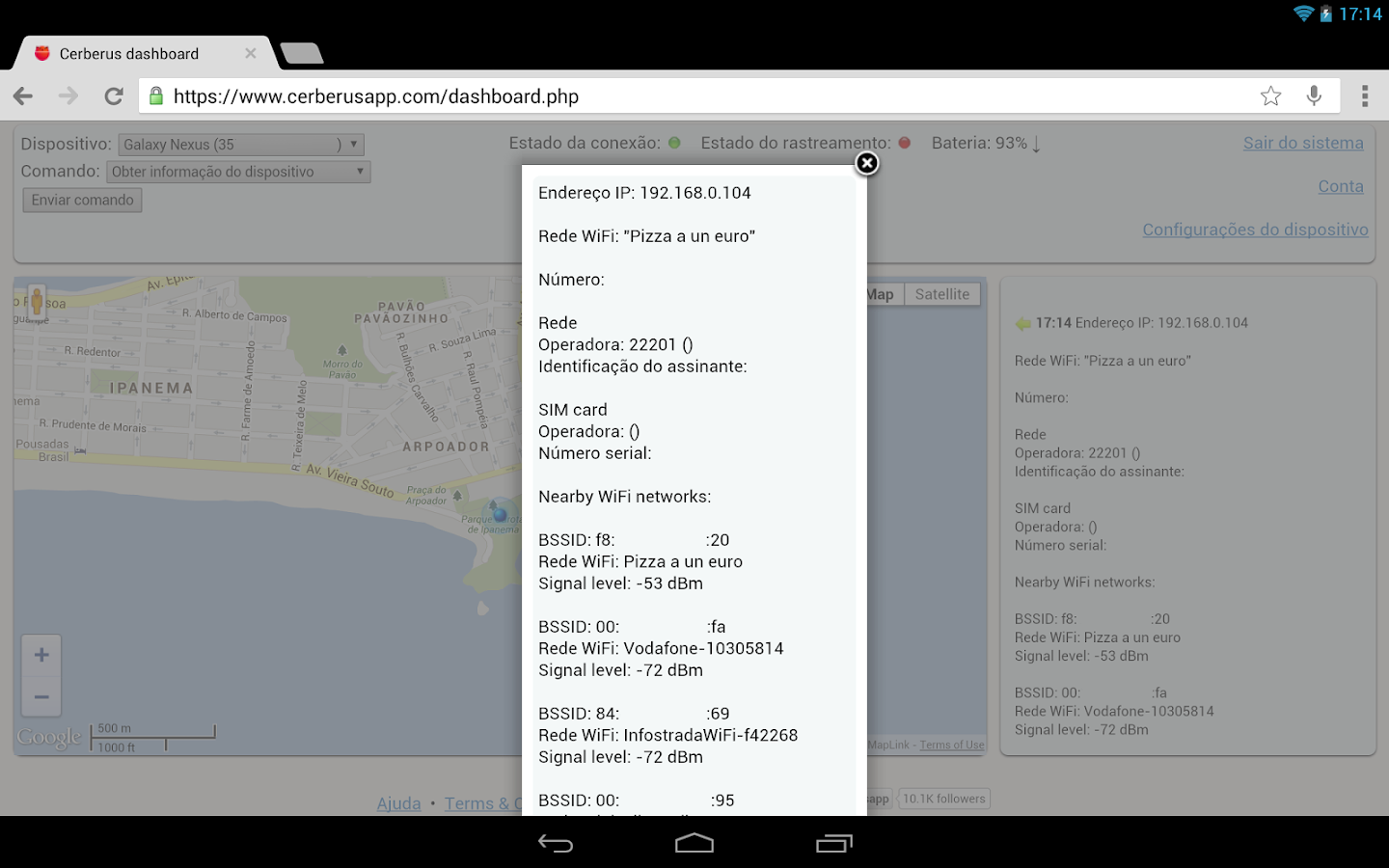 Cerberus anti-roubo - screenshot