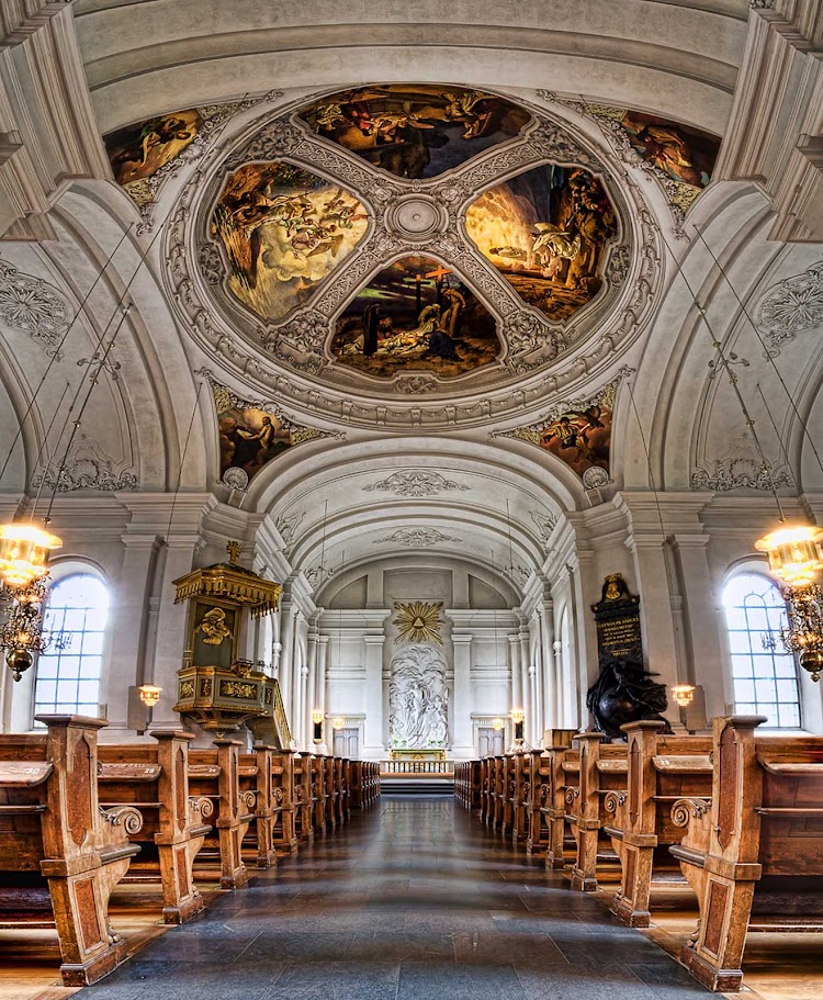 The church of Adolf Fredrik in Stockholm, Sweden (photo in HDR Vertorama).