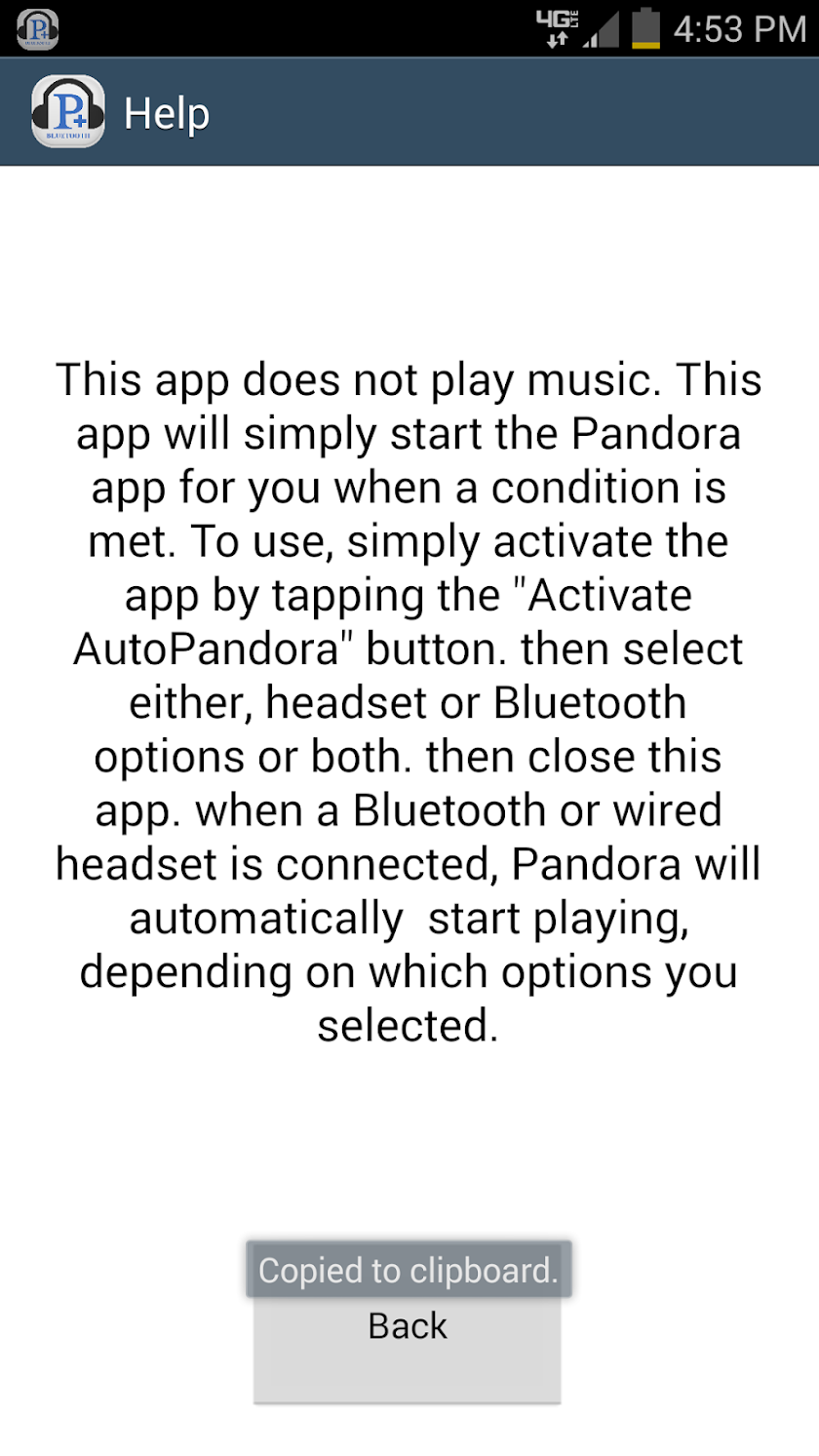 Auto Launch Pandora Plus Screen 2