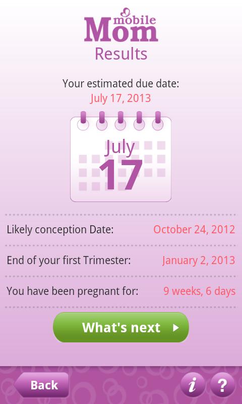Pregnancy Due Date Calculator Screen 2