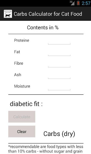 Carbs Calculator for Cat Food