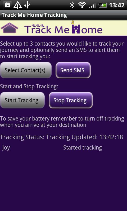 Track Me Home Screen 3