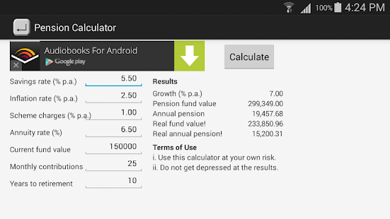 simple pension calculator Screenshots 1