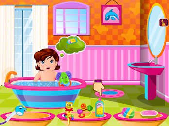 Cute Doris Bathing Baby Games poster 3